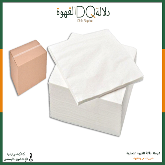 كرتون مناديل سفرة أبيض مربعه 30/30 سم 40 ربطه